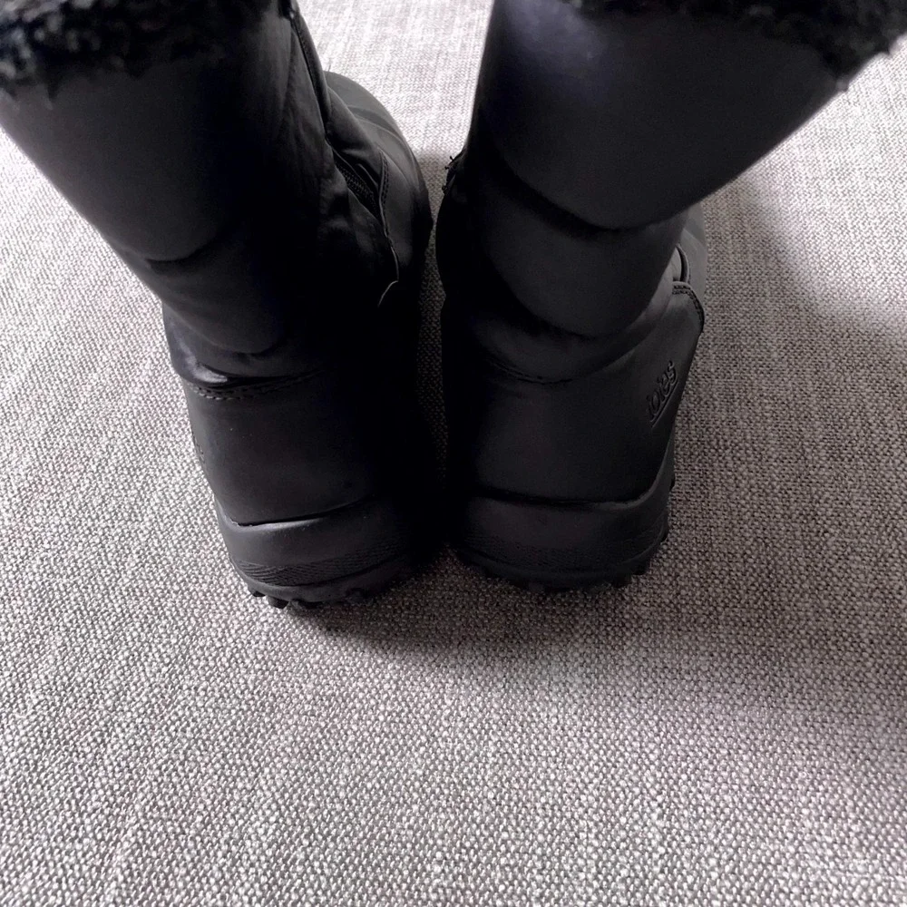 Totes Womens US 9 M Weather Boots Black Faux Fur Lined Side Zipper Mid Calf Snow